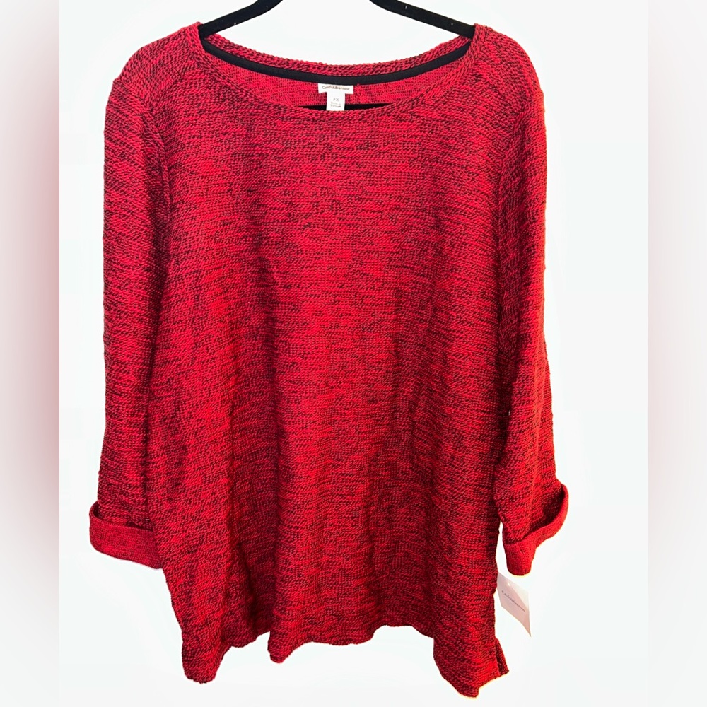 NWT Croft & Barrow women’s red and black sweater size 2X